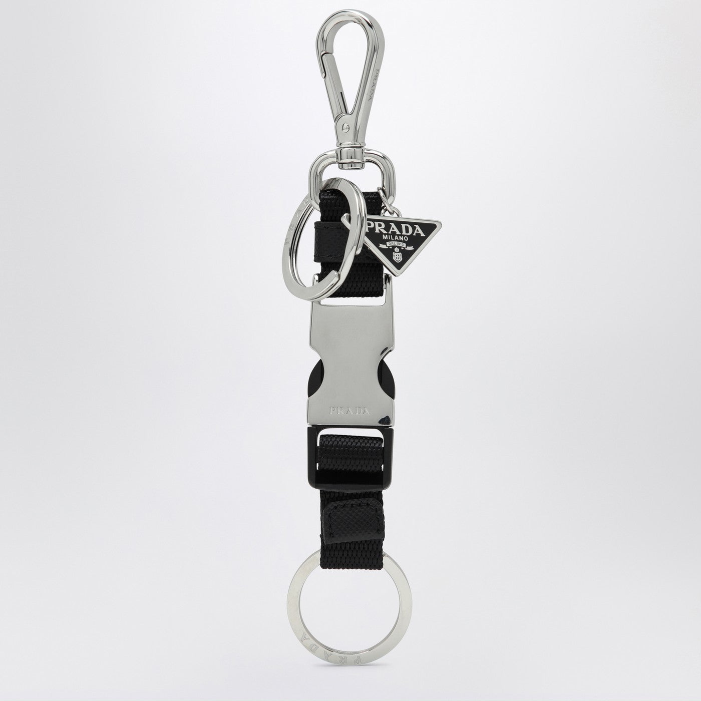 Prada Black Keychain With Snap Buckle Men PRADA