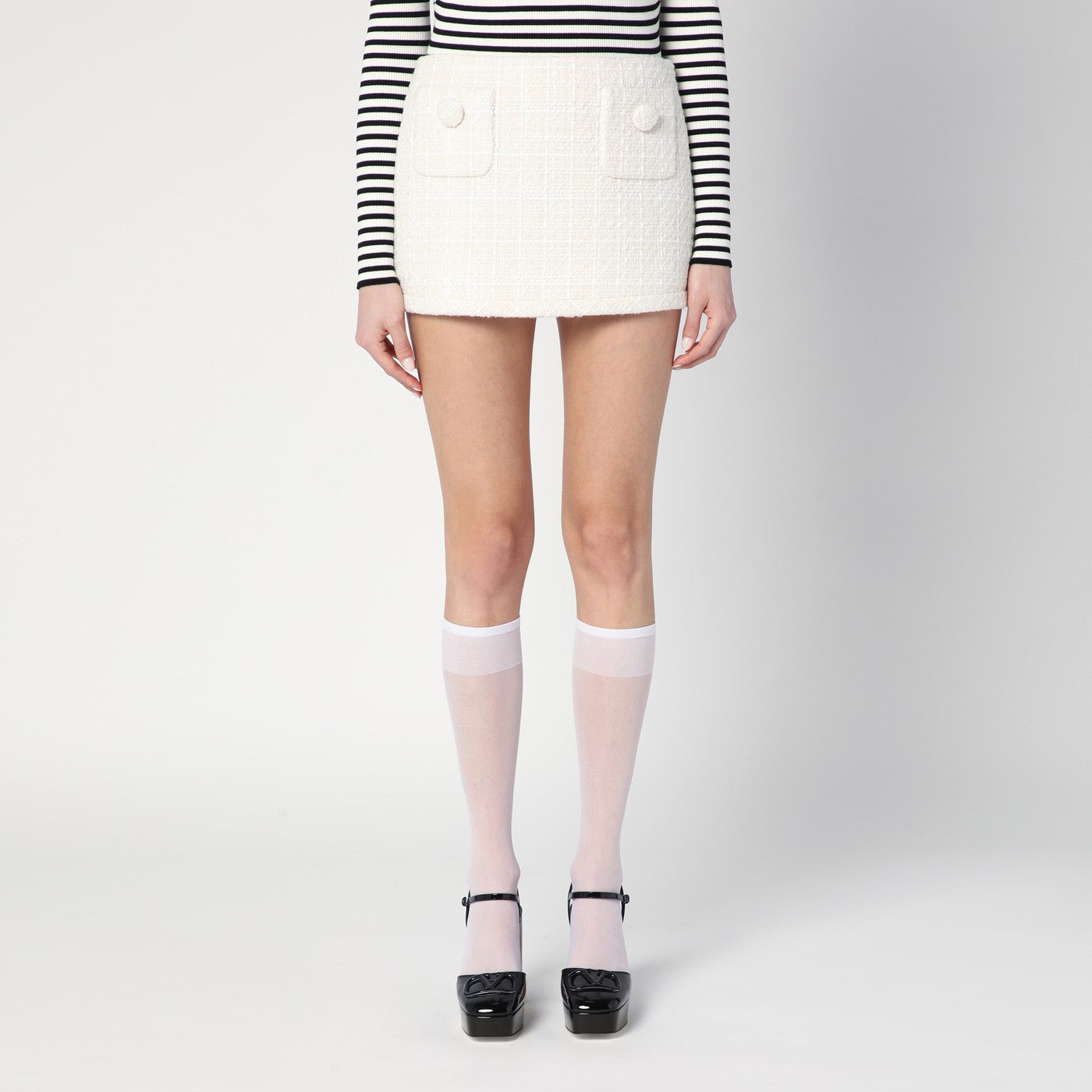 Marc Jacobs Ivory Textured Tweed Mini Skirt Women MARC JACOBS