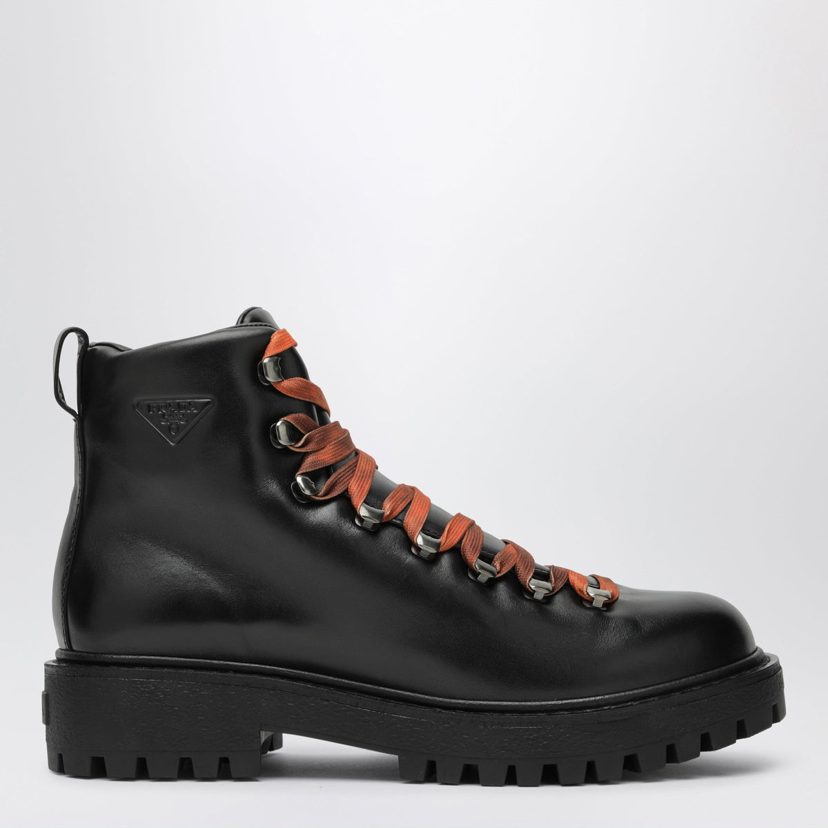 Prada Black Lace-Up Ankle Boots In Leather Men PRADA