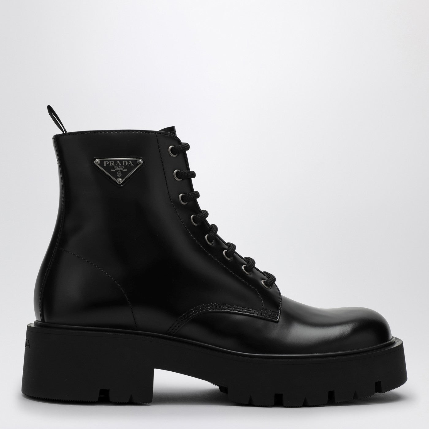 Prada Black Brushed Leather Ankle Boot Men PRADA