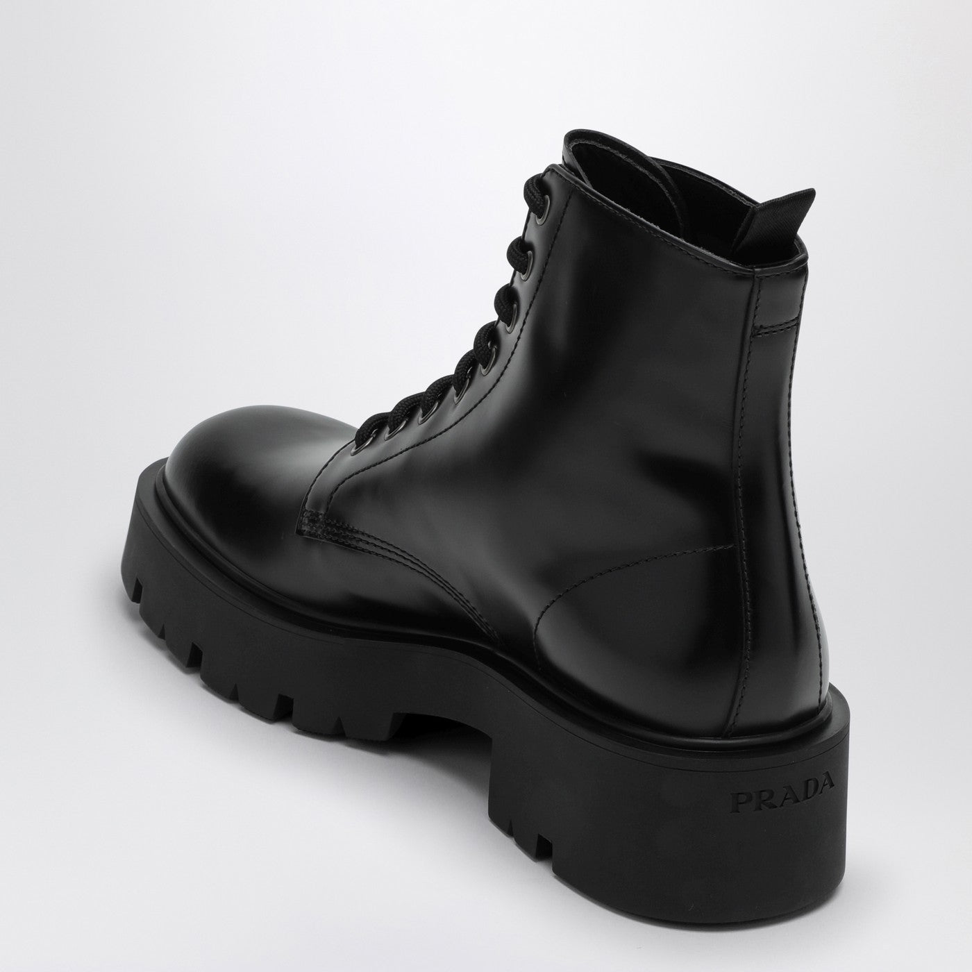 Prada Black Brushed Leather Ankle Boot Men PRADA