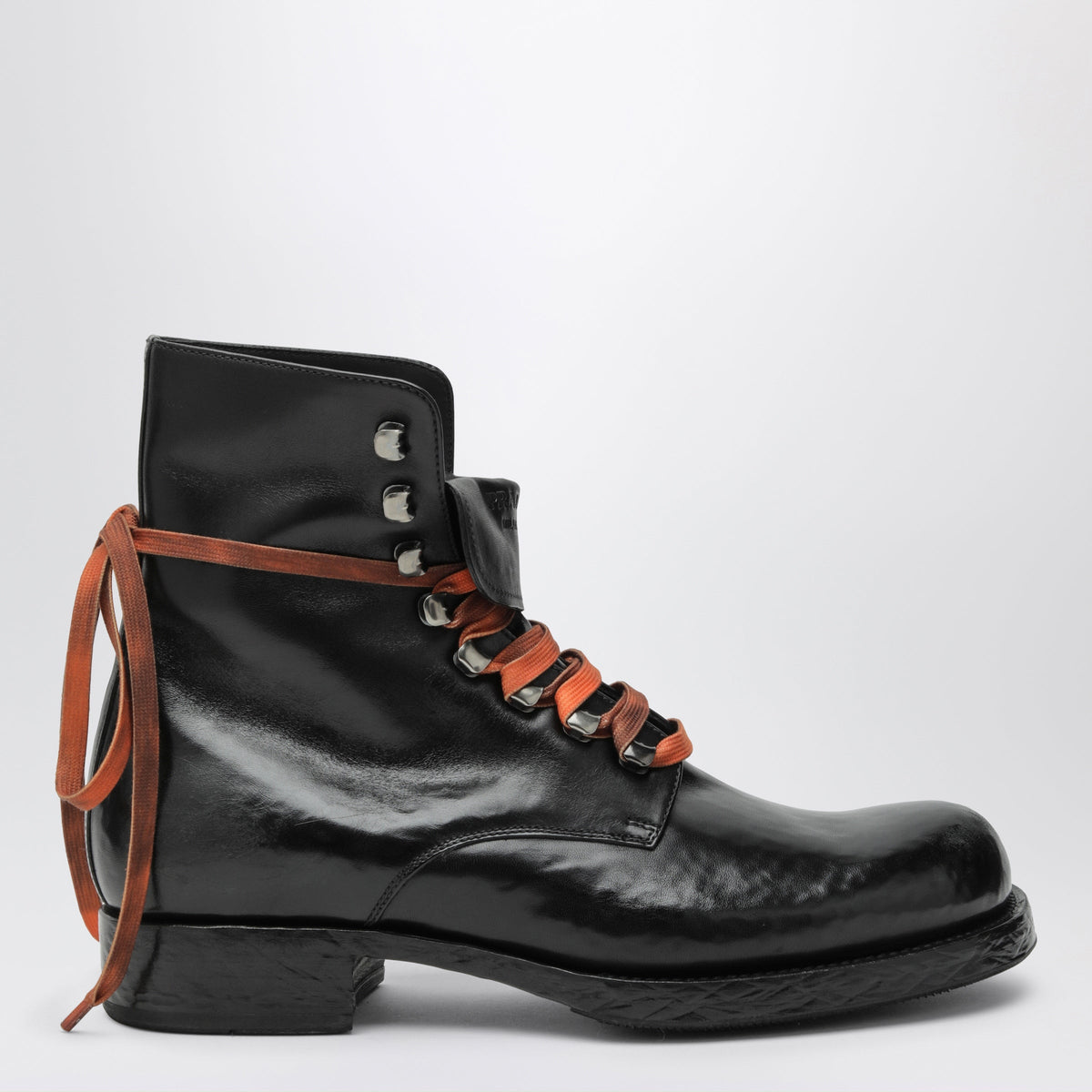 Prada Black Lace-Up Ankle Boots In Leather Men PRADA