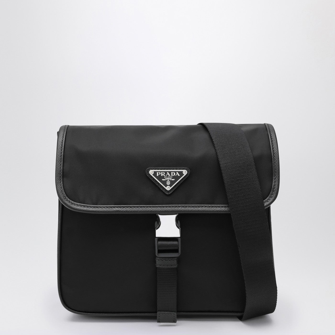 Prada Shoulder Bag In Re-Nylon And Black Saffiano Men PRADA