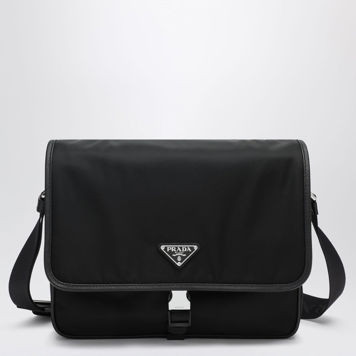 Prada Black Pattina Shoulder Bag In Re-Nylon Men PRADA