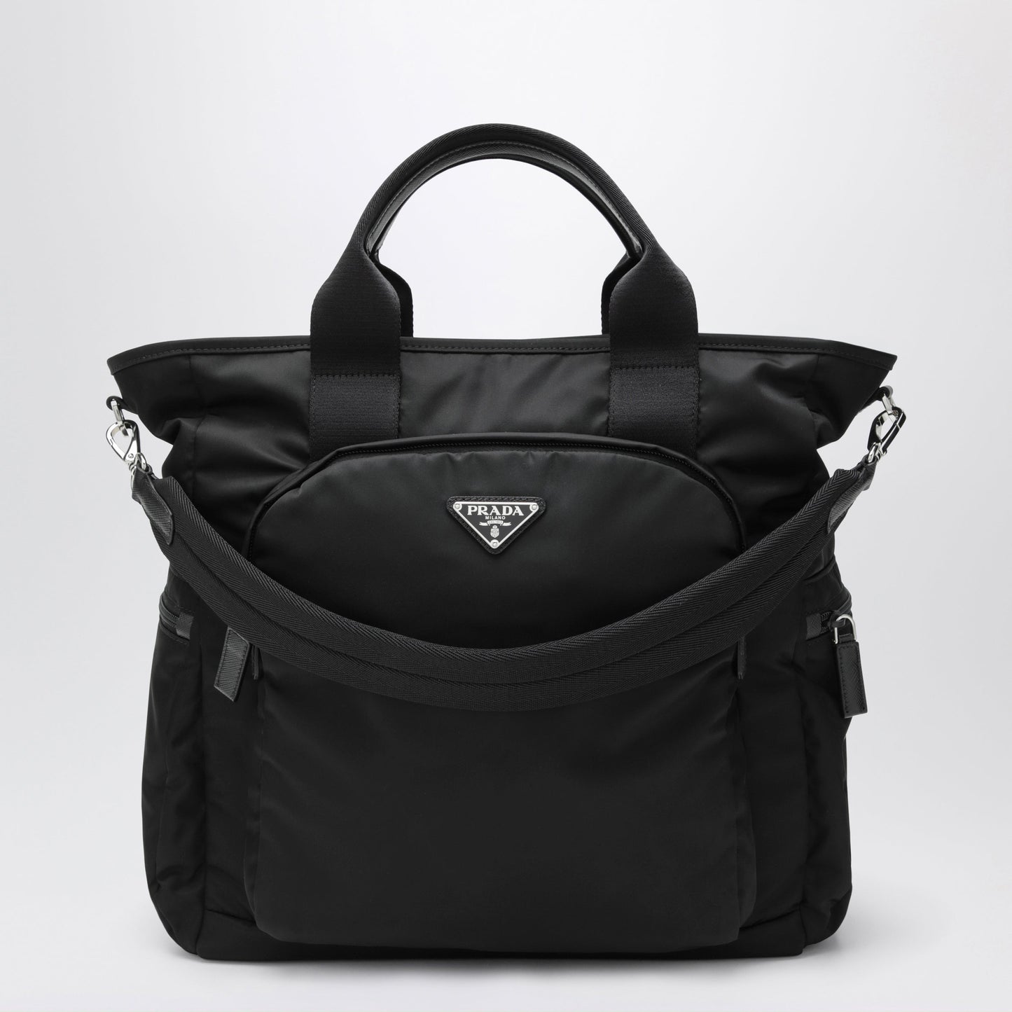 Prada Black Re-Nylon And Saffiano Shopping Bag Men PRADA