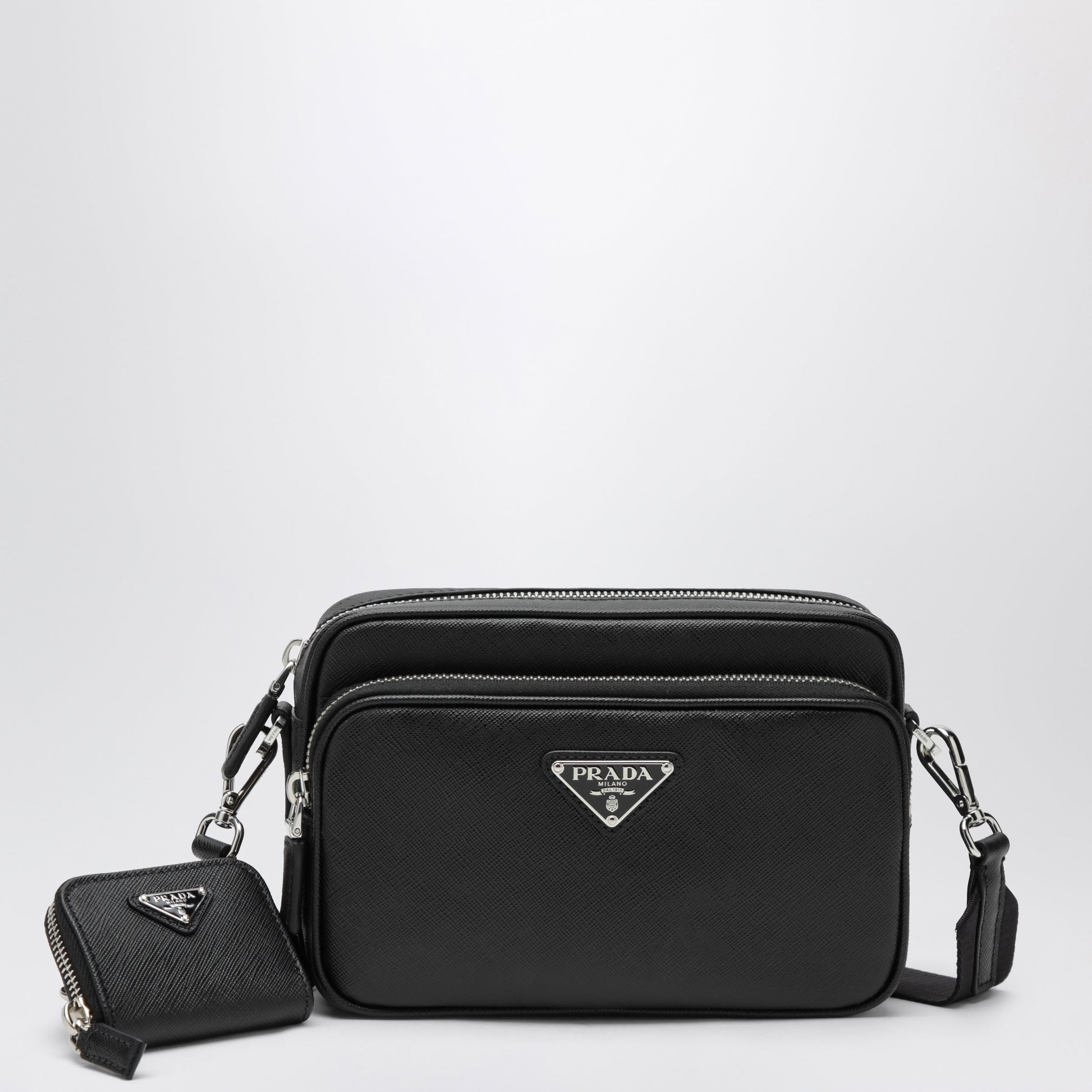 Prada Saffiano Leather Crossbody Bag In Black Men PRADA
