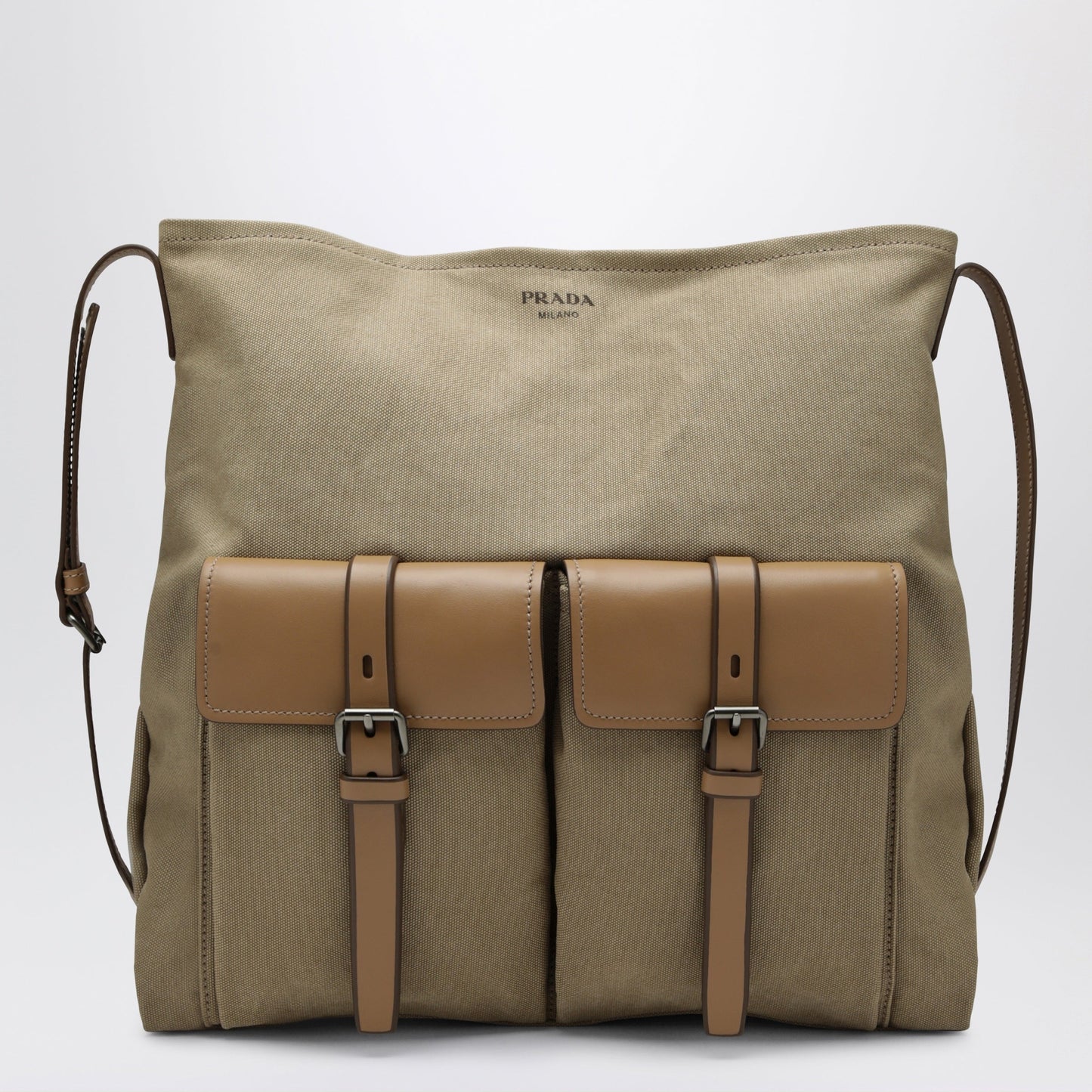 Prada Khaki Prada Route Canvas And Leather Crossbody Bag Men PRADA