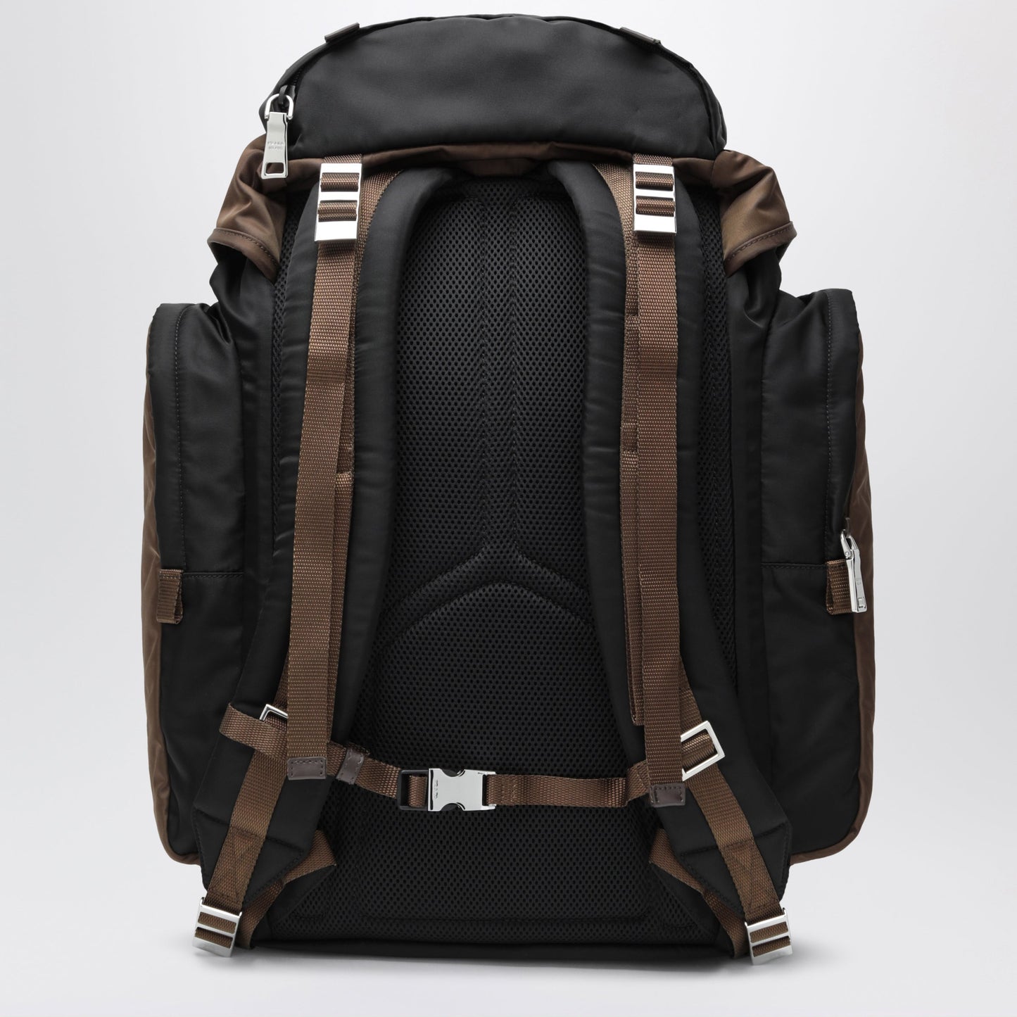 Prada Backpack In Re-Nylon And Leather Black / Burnt Men PRADA