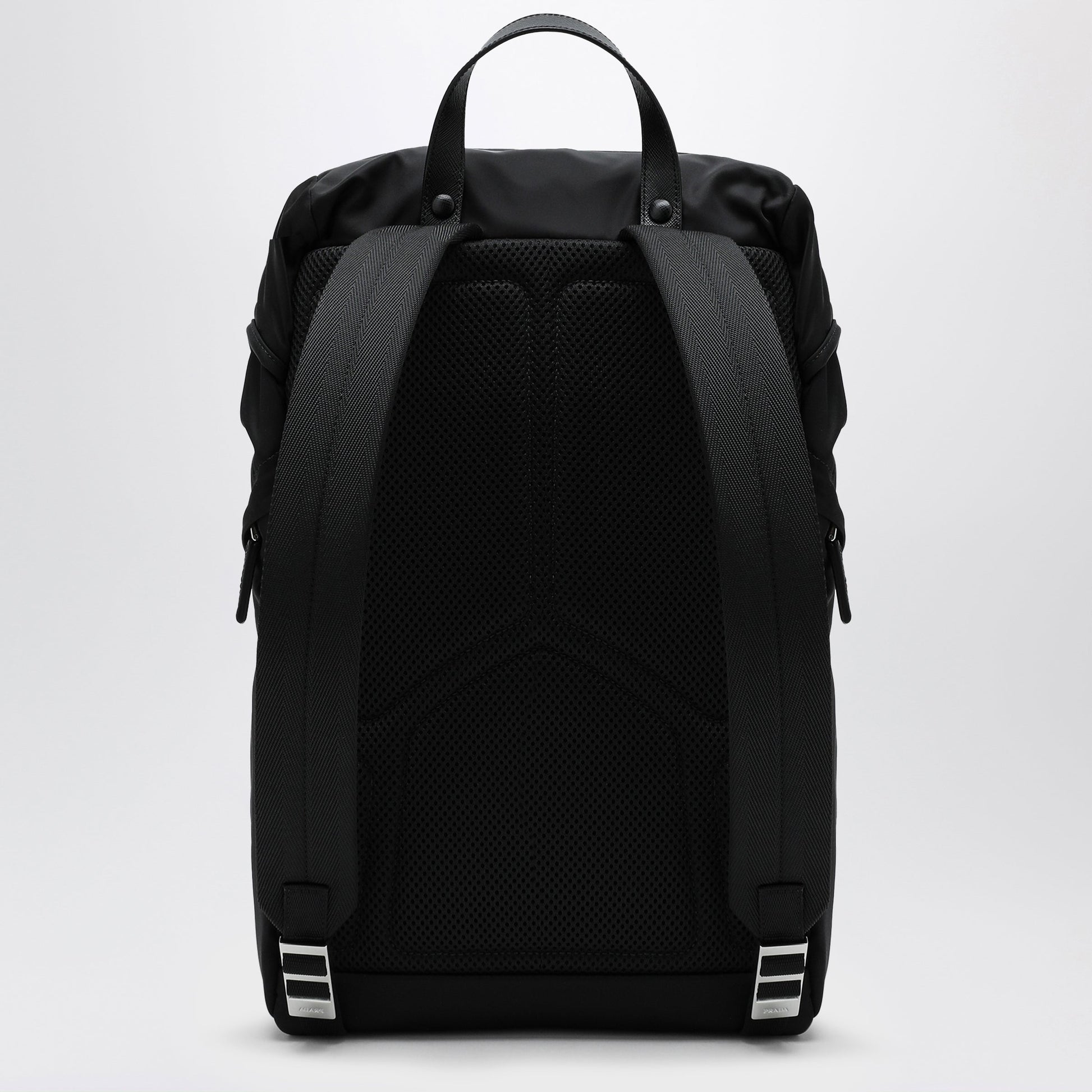 Prada Black Re-Nylon Backpack With Snap Fastener Men PRADA