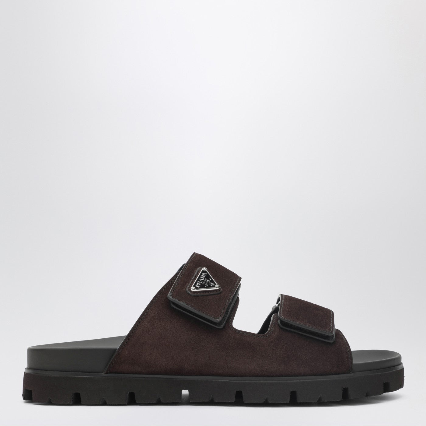 Prada Strappy Sandals In Dark Brown Suede Leather Men PRADA