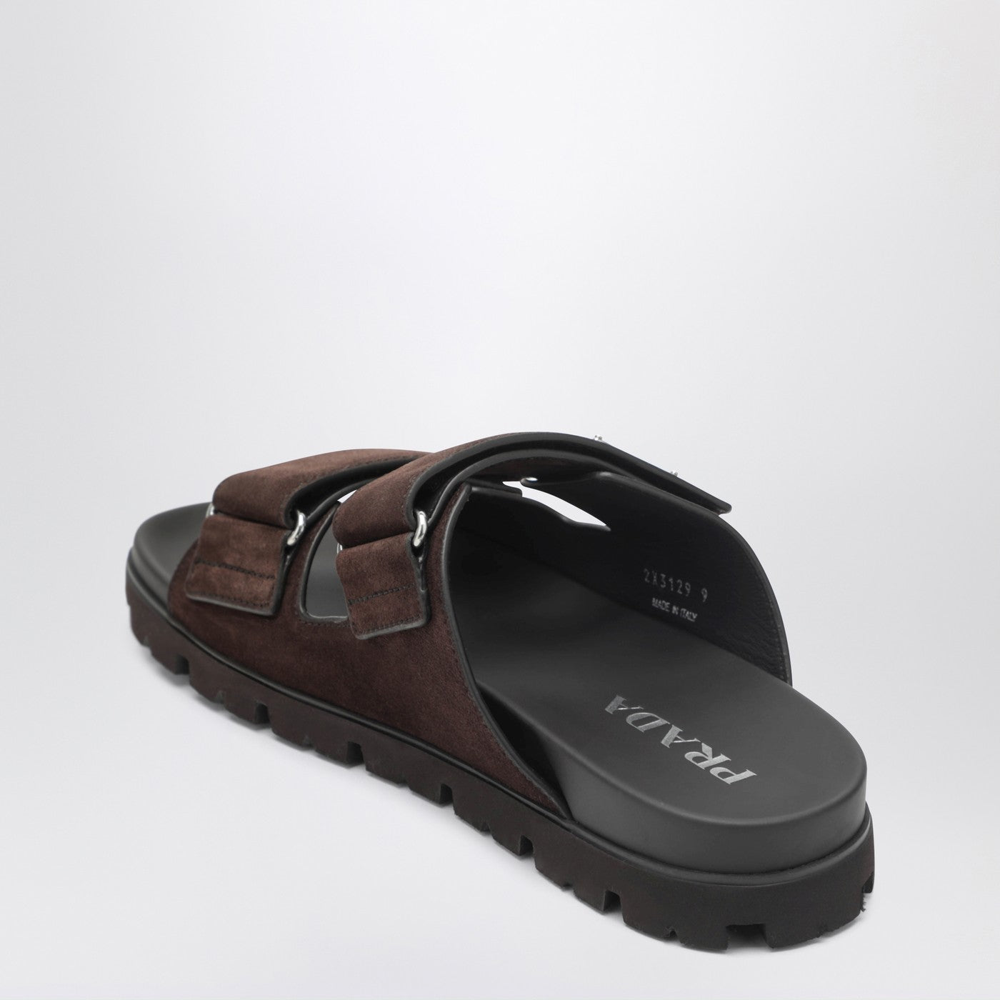 Prada Strappy Sandals In Dark Brown Suede Leather Men PRADA