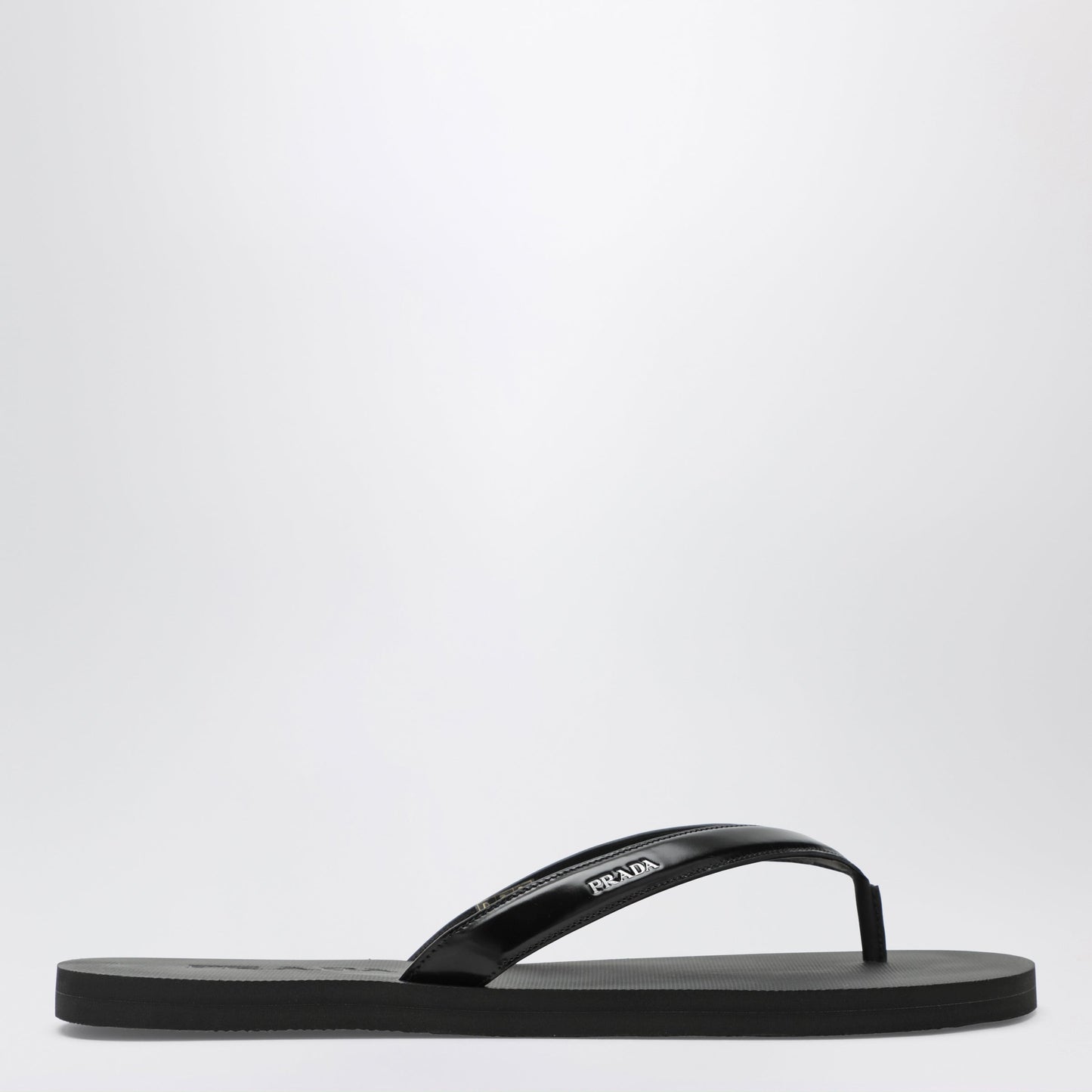 Prada Black Brushed Leather Flip-Flop Sandals Men PRADA