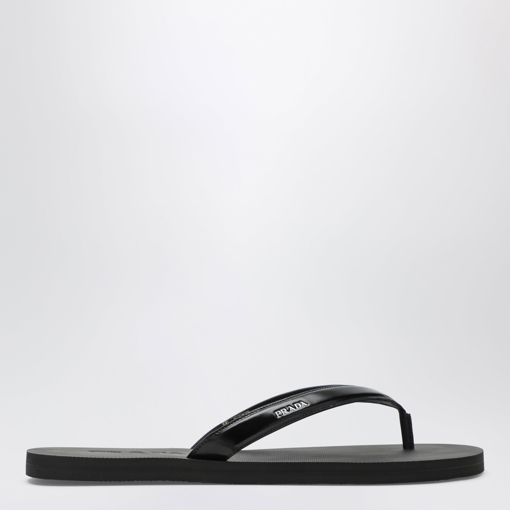 Prada Black Brushed Leather Flip-Flop Sandals Men PRADA