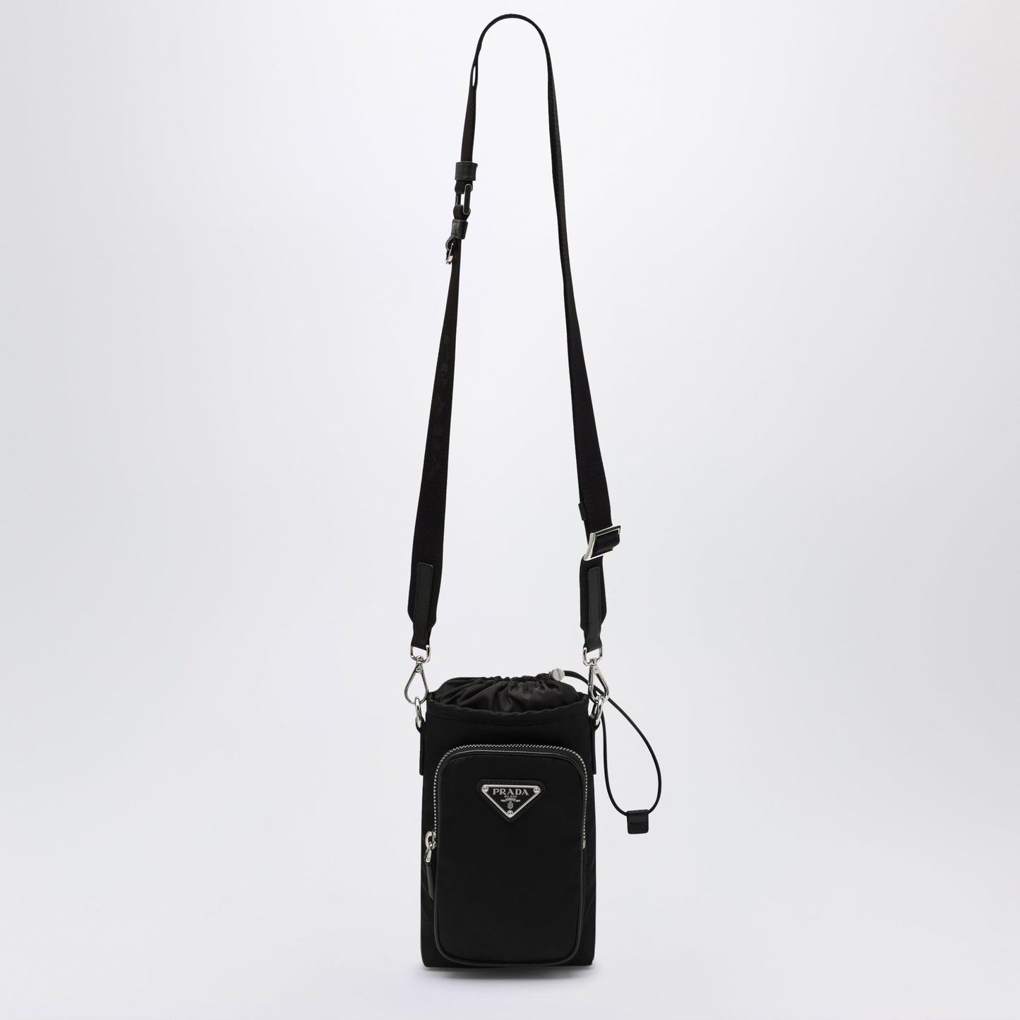 Prada Black Re-Nylon Phone Case With Shoulder Strap Men PRADA