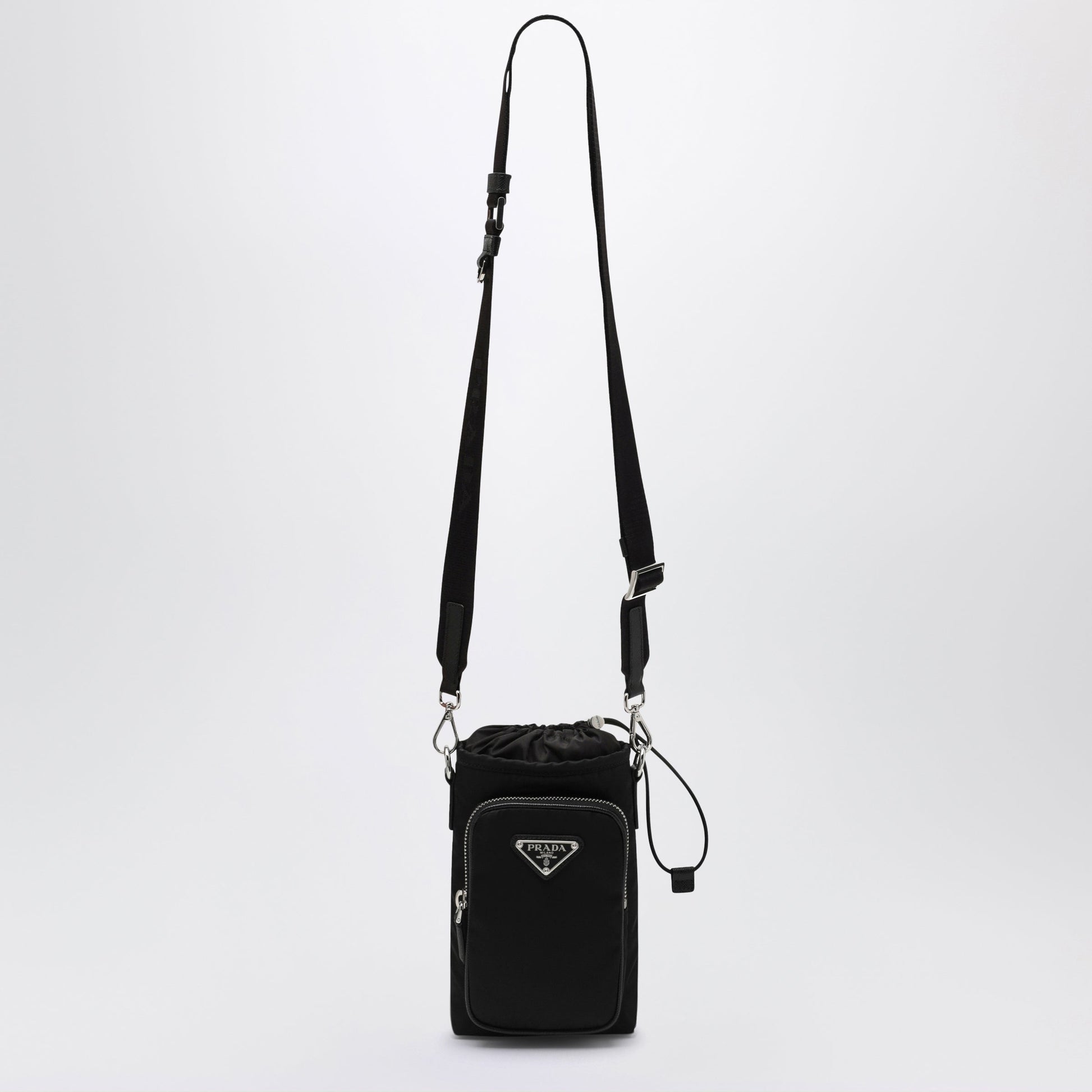 Prada Black Re-Nylon Phone Case With Shoulder Strap Men PRADA