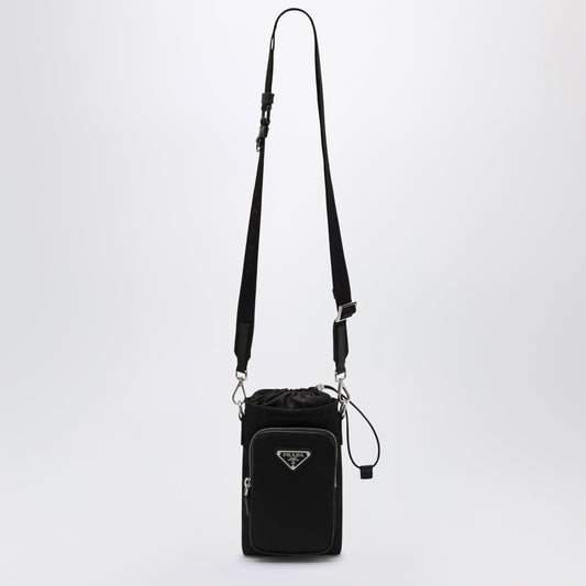 Prada Black Re-Nylon Phone Case With Shoulder Strap Men