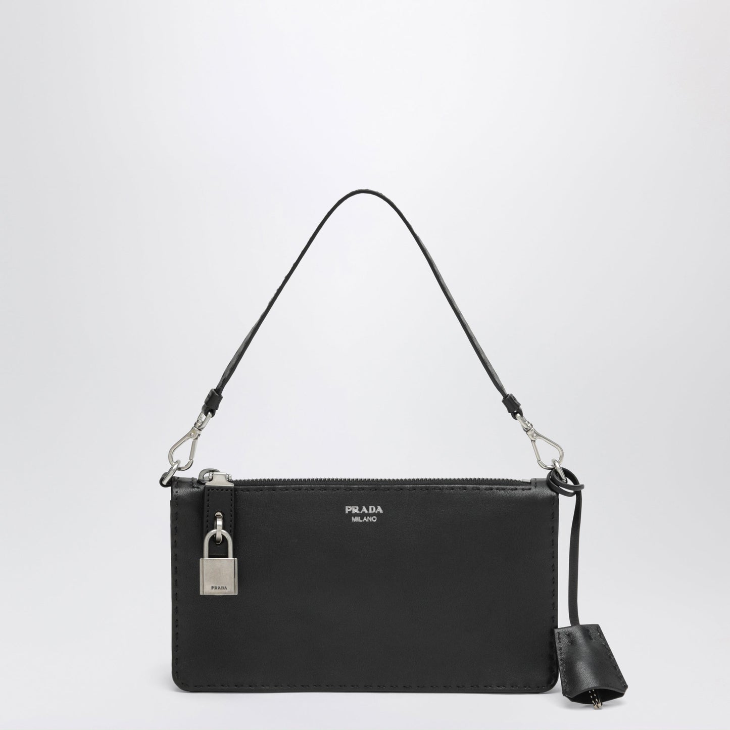 Prada Black Aged Leather Pouch Men PRADA