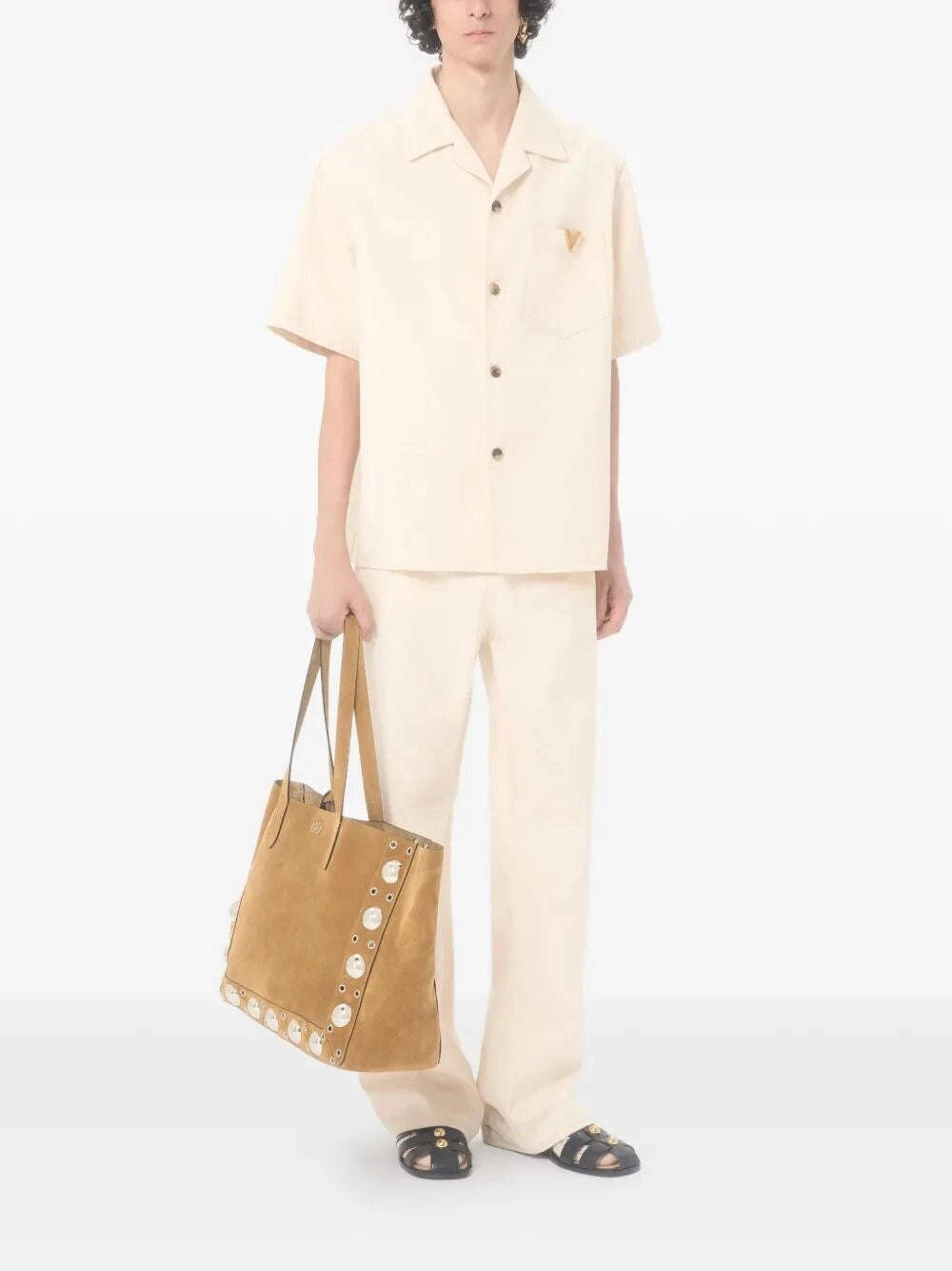 Valentino Garavani Men `Vgold` Denim Short Sleeve Shirt VALENTINO GARAVANI