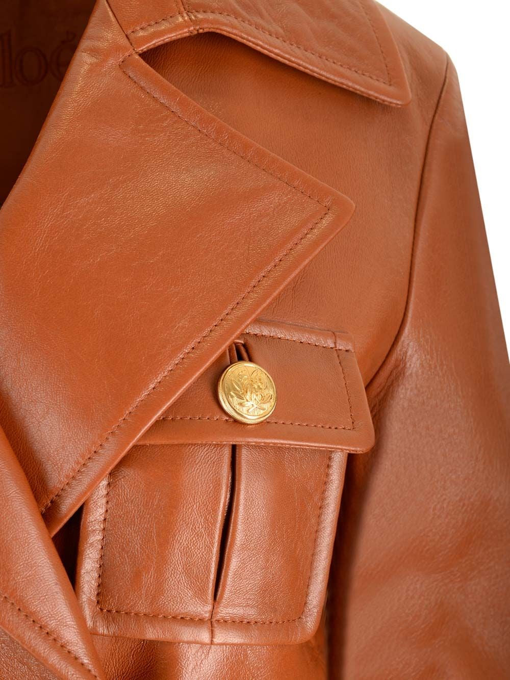 Chloe' Women Leather Military Trench Coat CHLOE