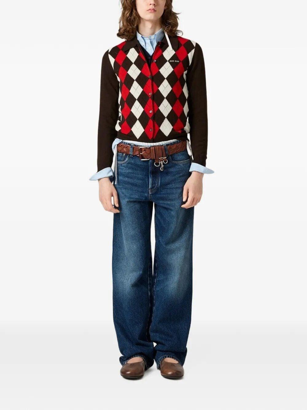 Miu Miu Women Argyle Cardigan MIU MIU