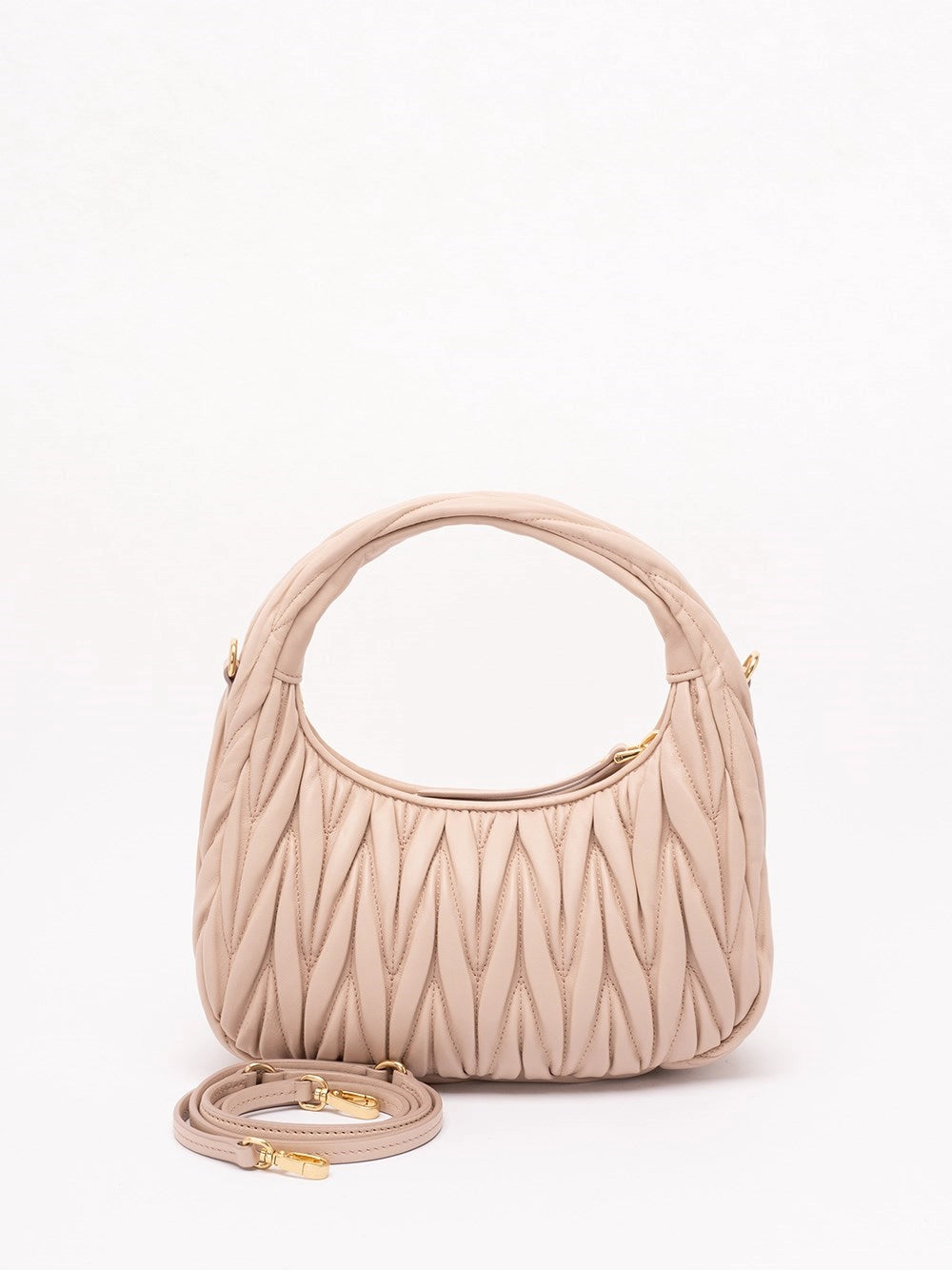 Miu Miu Women `Wander` Matelassé Leather Hobo Bag MIU MIU