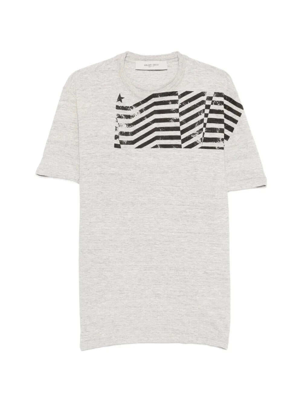 Golden Goose Men `Journey` Regular T-Shirt With Flag Print GOLDEN GOOSE