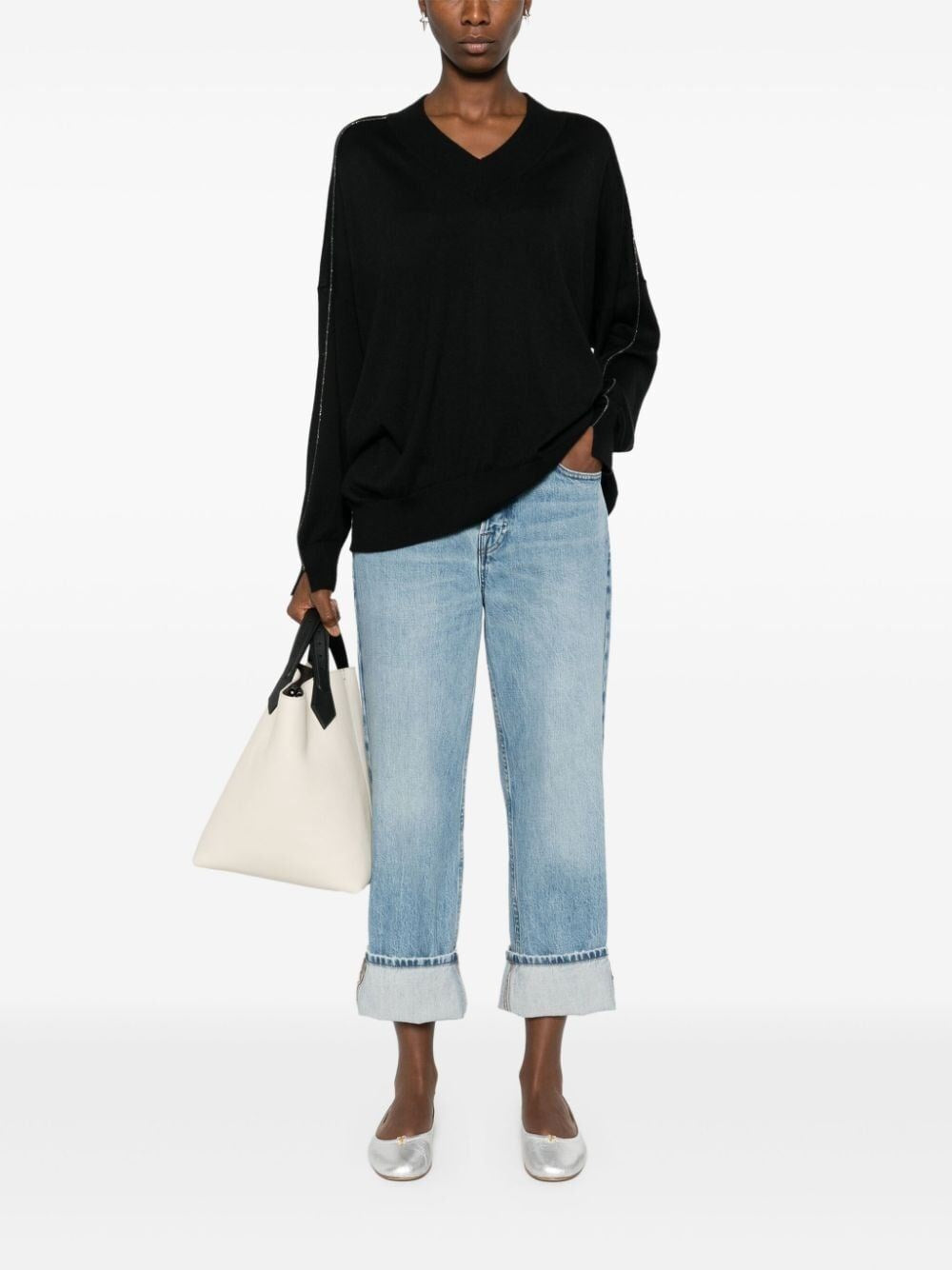Brunello Cucinelli Women Long Sleeve V-Neck Sweater BRUNELLO CUCINELLI