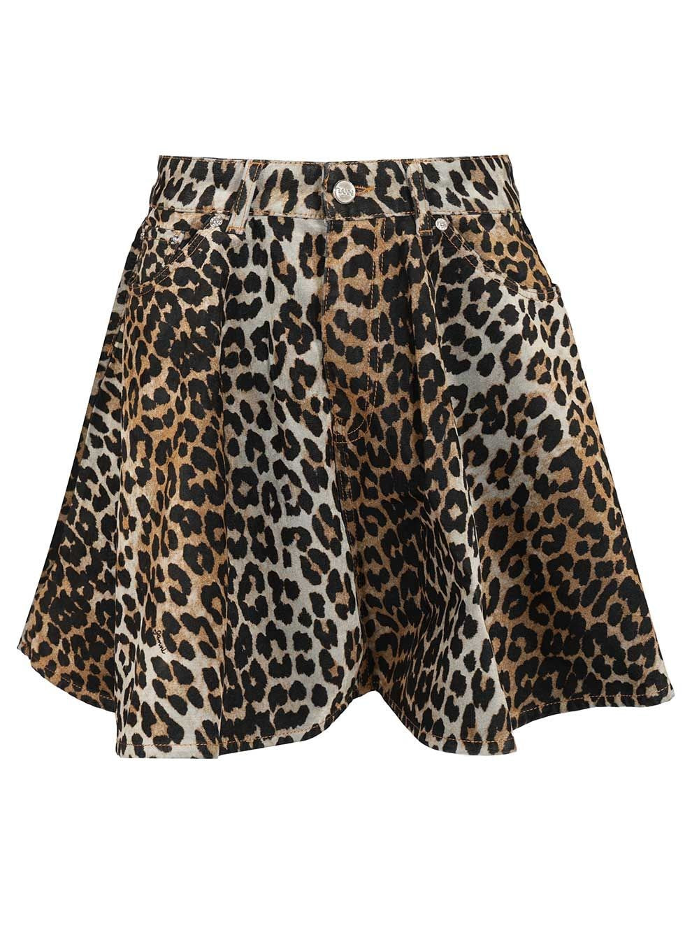 Ganni Women Leopard Print Miniskirt GANNI