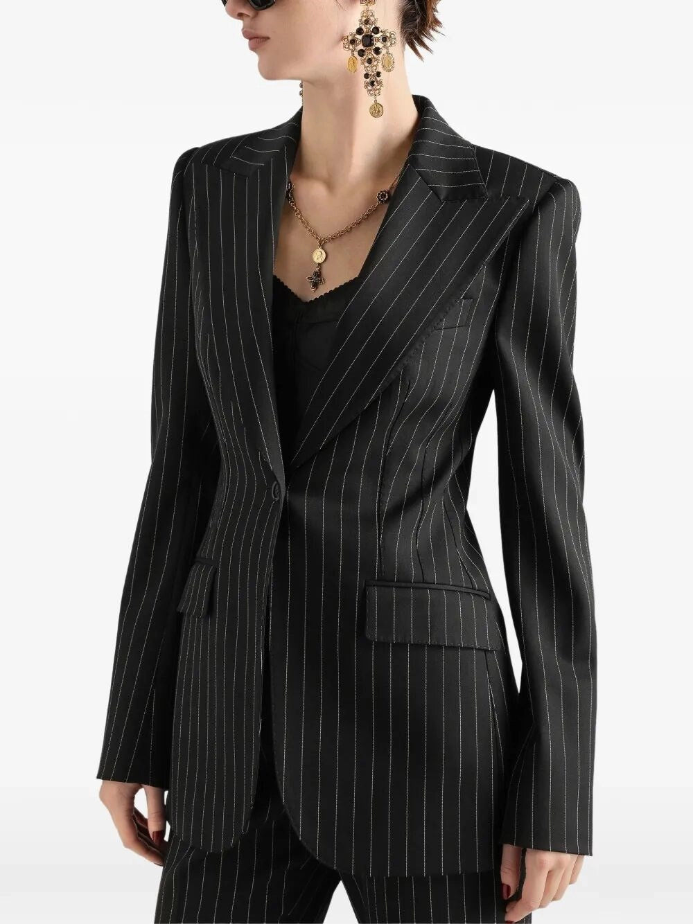 Dolce & Gabbana Women Single-Breasted Turlingon Pinstripe Blazer DOLCE & GABBANA