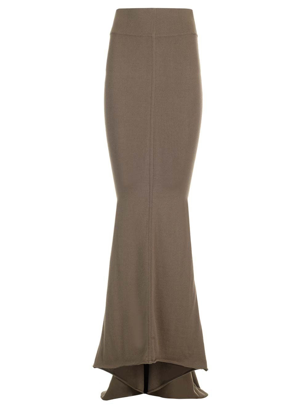 Rick Owens Women Taupe Knit Midi Skirt RICK OWENS