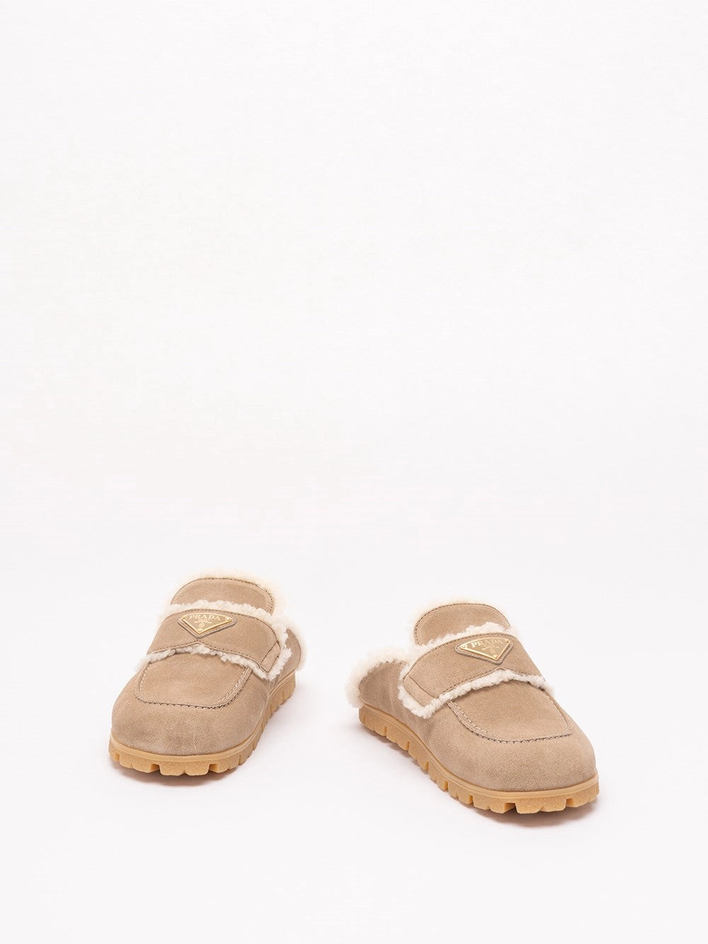 Prada Women Suede And Shearling Mules