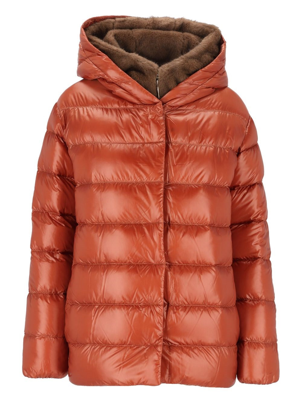 Herno Women Short Puffer Jacket With Faux Fur Lining HERNO