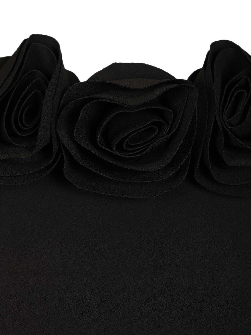 Rotate Women Black Crepe Midi Dress With Floral Print ROTATE