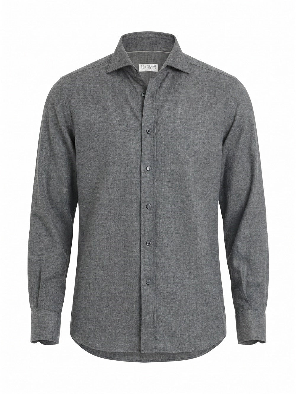 Brunello Cucinelli Men Flannel Chevron Shirt In Stretch Cotton BRUNELLO CUCINELLI