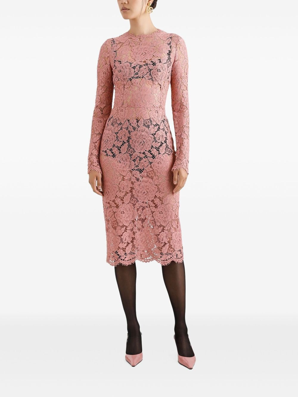 Dolce & Gabbana Women Branded Floral Cardonetto Lace Sheath Dress DOLCE & GABBANA