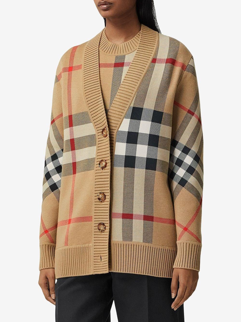 Burberry Women Check Wool Blend Cardigan BURBERRY
