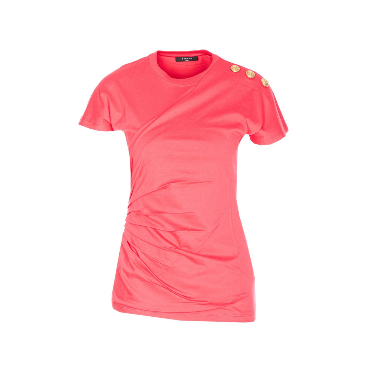 Balmain Women 3 Buttons Draped T-Shirt BALMAIN