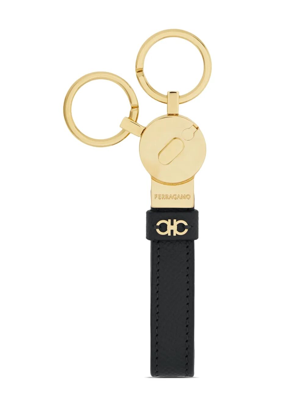 Ferragamo Men Micro Gancio Hammered Leather Key Holder FERRAGAMO