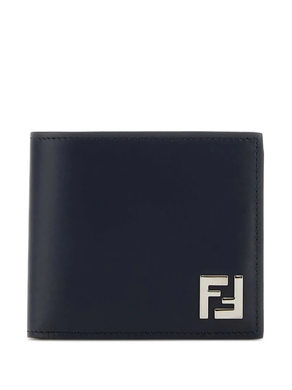 Fendi Men Squared Ff Leather And Ff Canvas Compact Bi-Fold Wallet FENDI