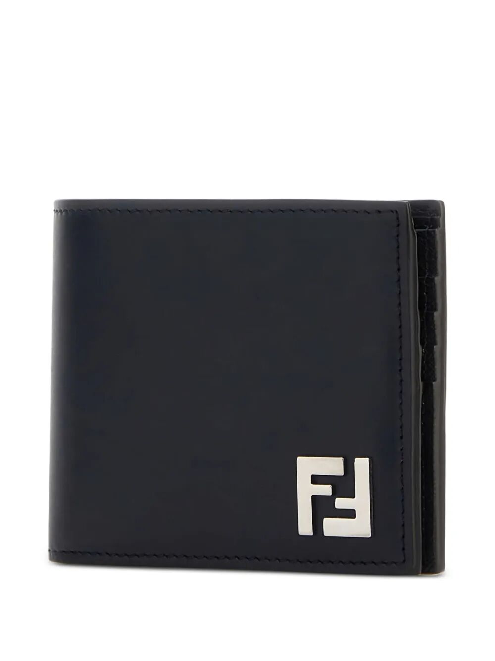 Fendi Men Squared Ff Leather And Ff Canvas Compact Bi-Fold Wallet FENDI