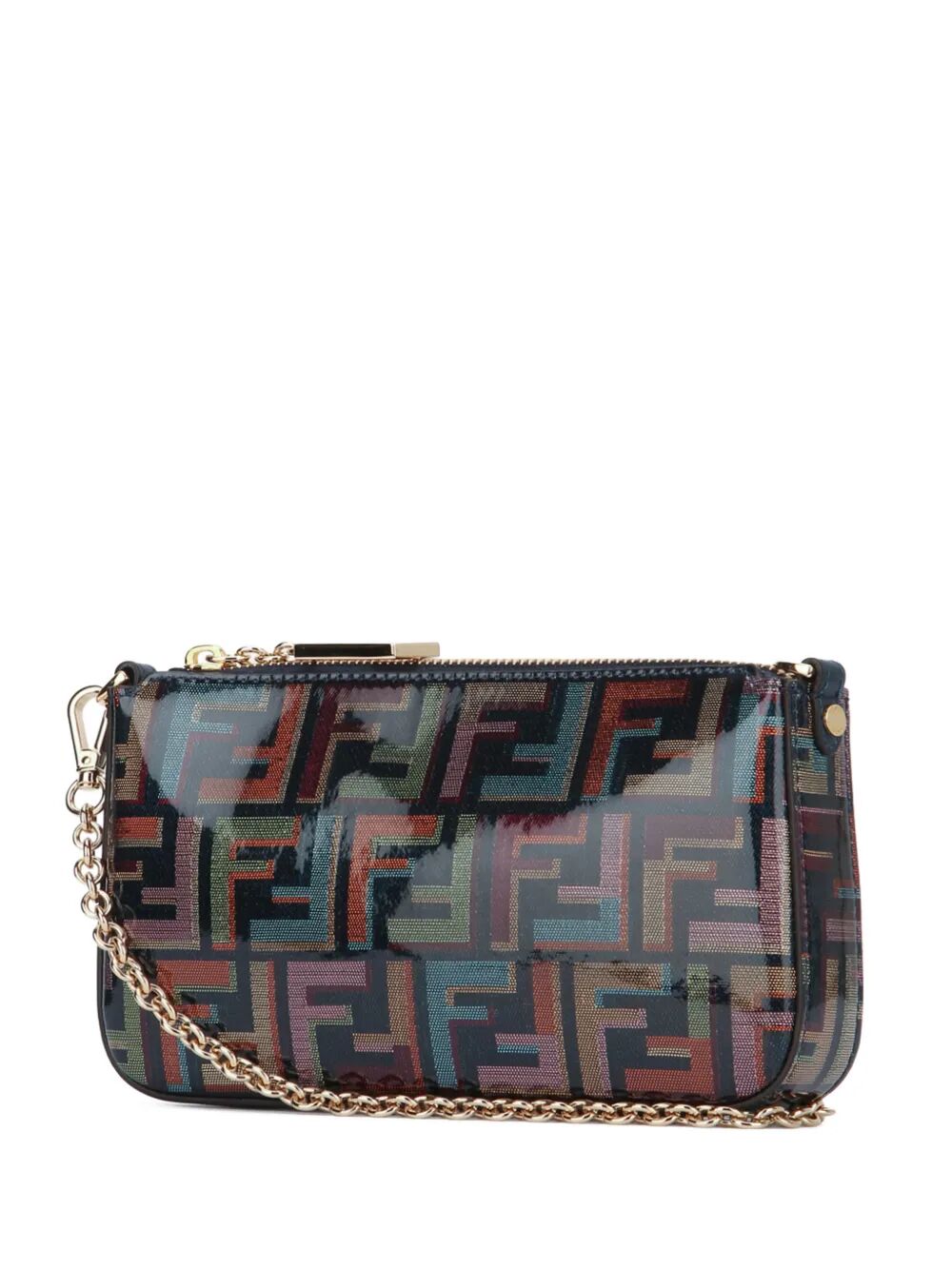 Fendi Women Multicolour Glazed Ff Fabric Baguette Pouch With Chain FENDI