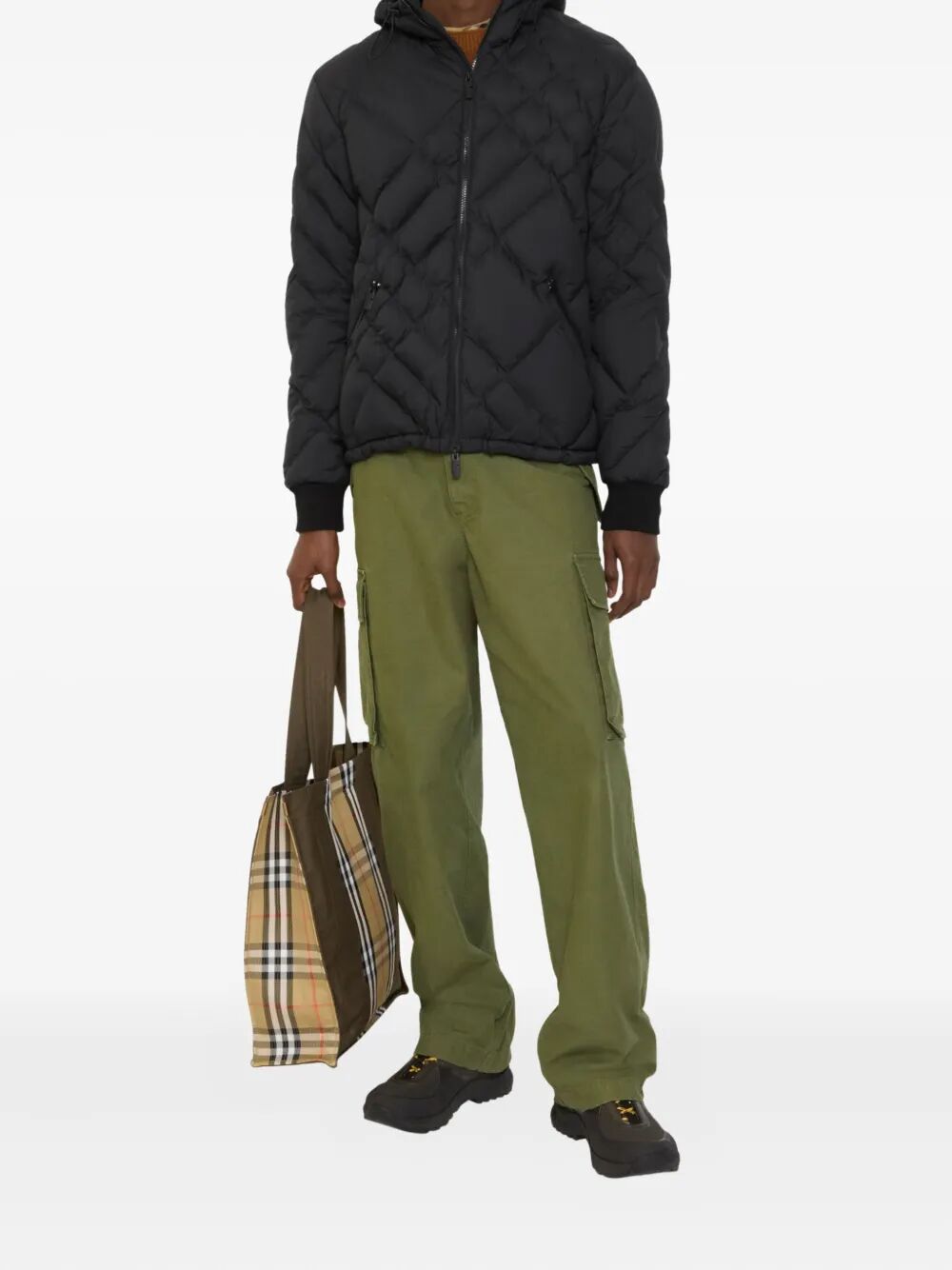 Burberry Men Cotton Cargo Trousers With Adjustable Waist BURBERRY