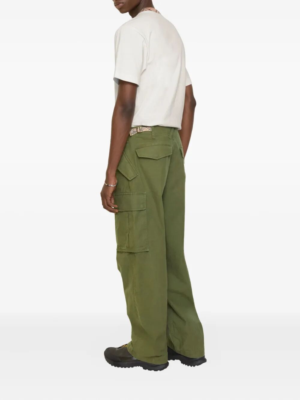 Burberry Men Cotton Cargo Trousers With Adjustable Waist BURBERRY