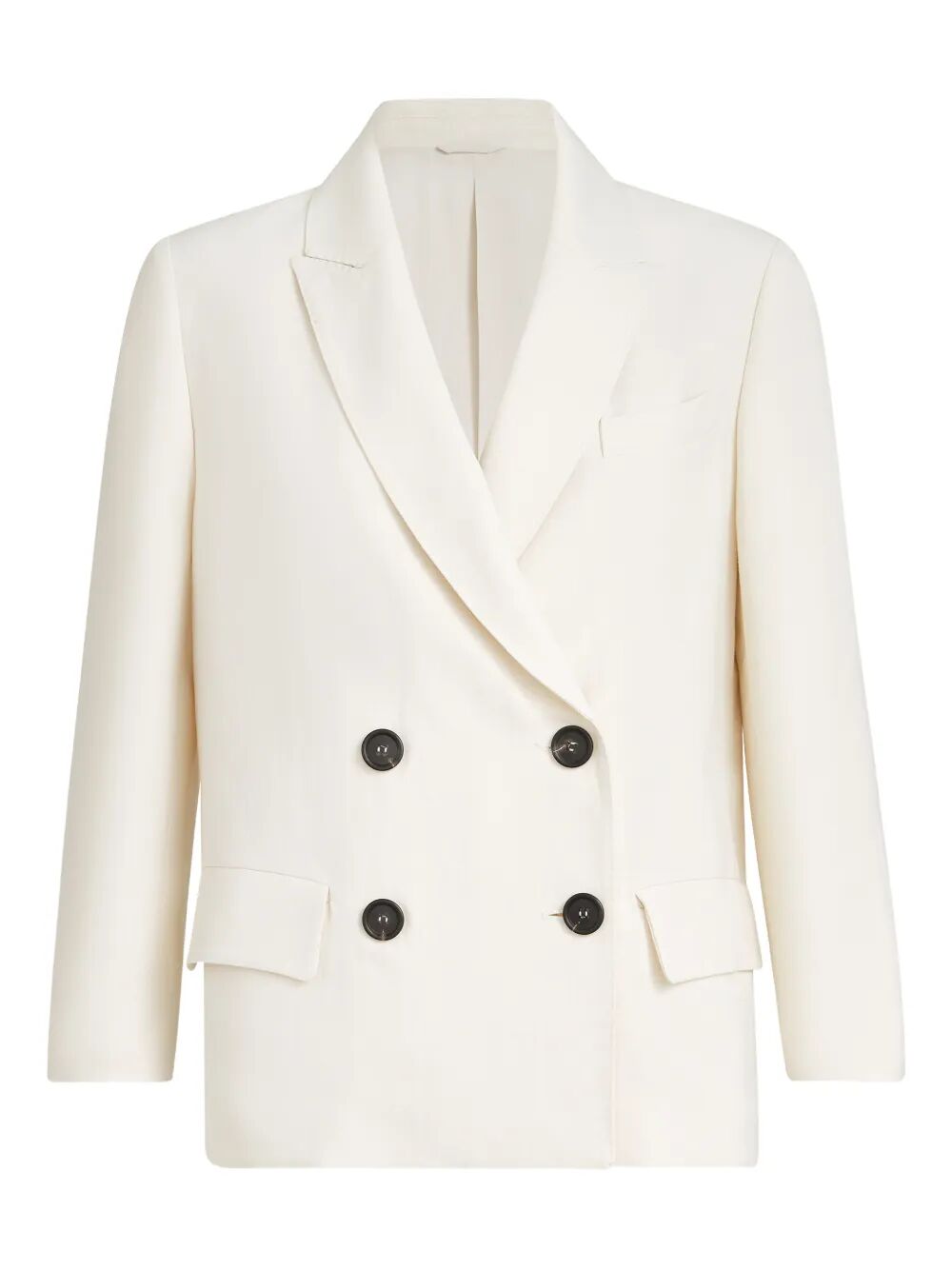 Brunello Cucinelli Women Giacca In Twill Fluid Di Viscosa E Lino Con Monile BRUNELLO CUCINELLI