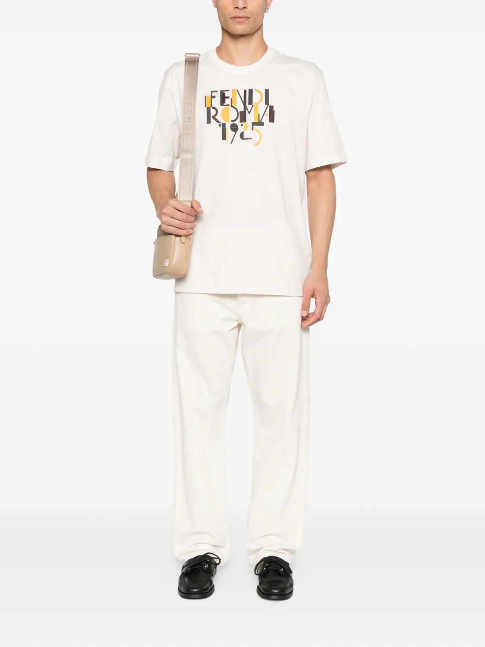 Fendi Men Fendi Roma 1925 Print Cotton T-Shirt FENDI