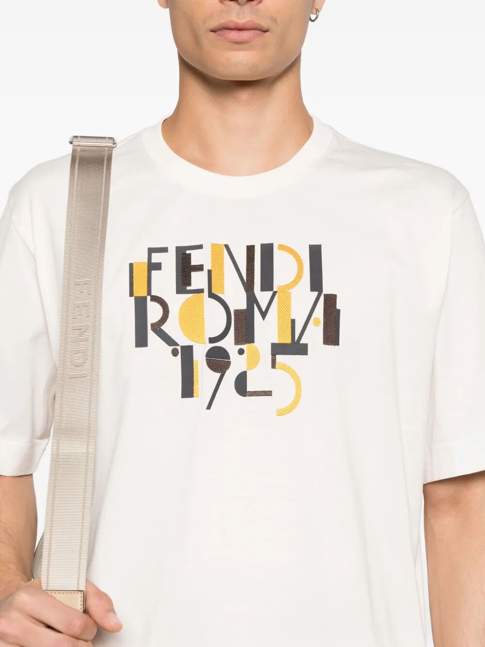 Fendi Men Fendi Roma 1925 Print Cotton T-Shirt FENDI