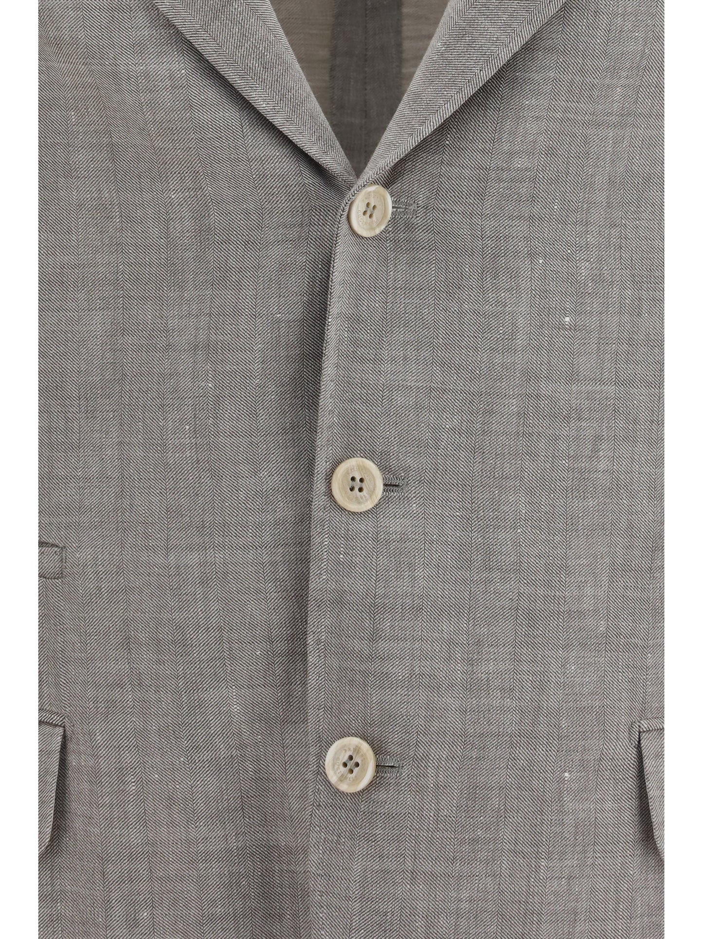 Brunello Cucinelli Men Deconstructed Linen And Wool Chevron Jacket BRUNELLO CUCINELLI