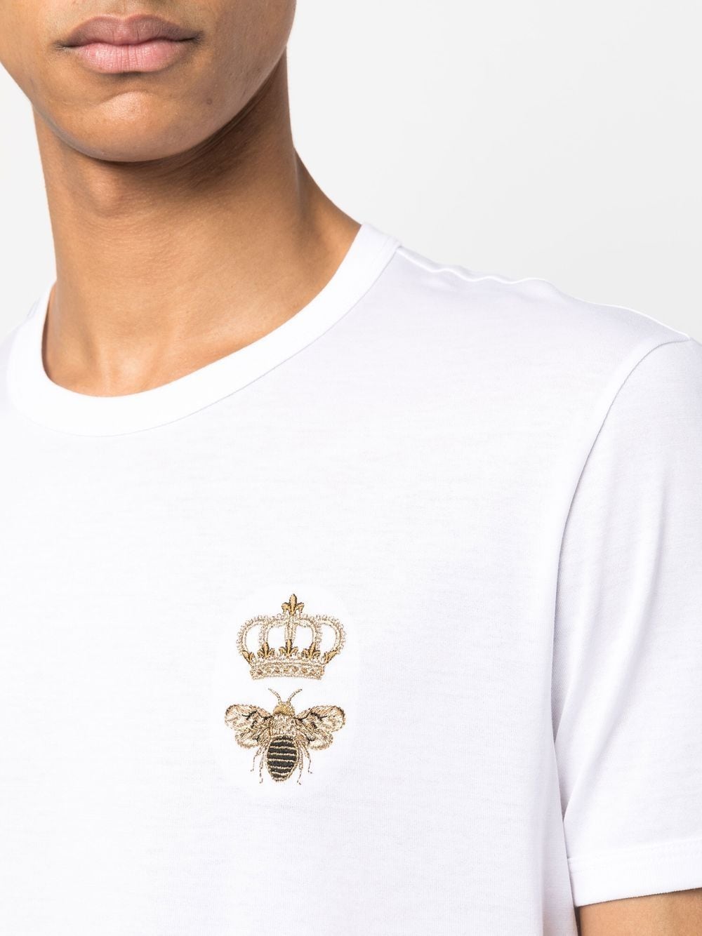 Dolce & Gabbana Men Cotton Jersey T-Shirt With Lurex Embroidery DOLCE & GABBANA