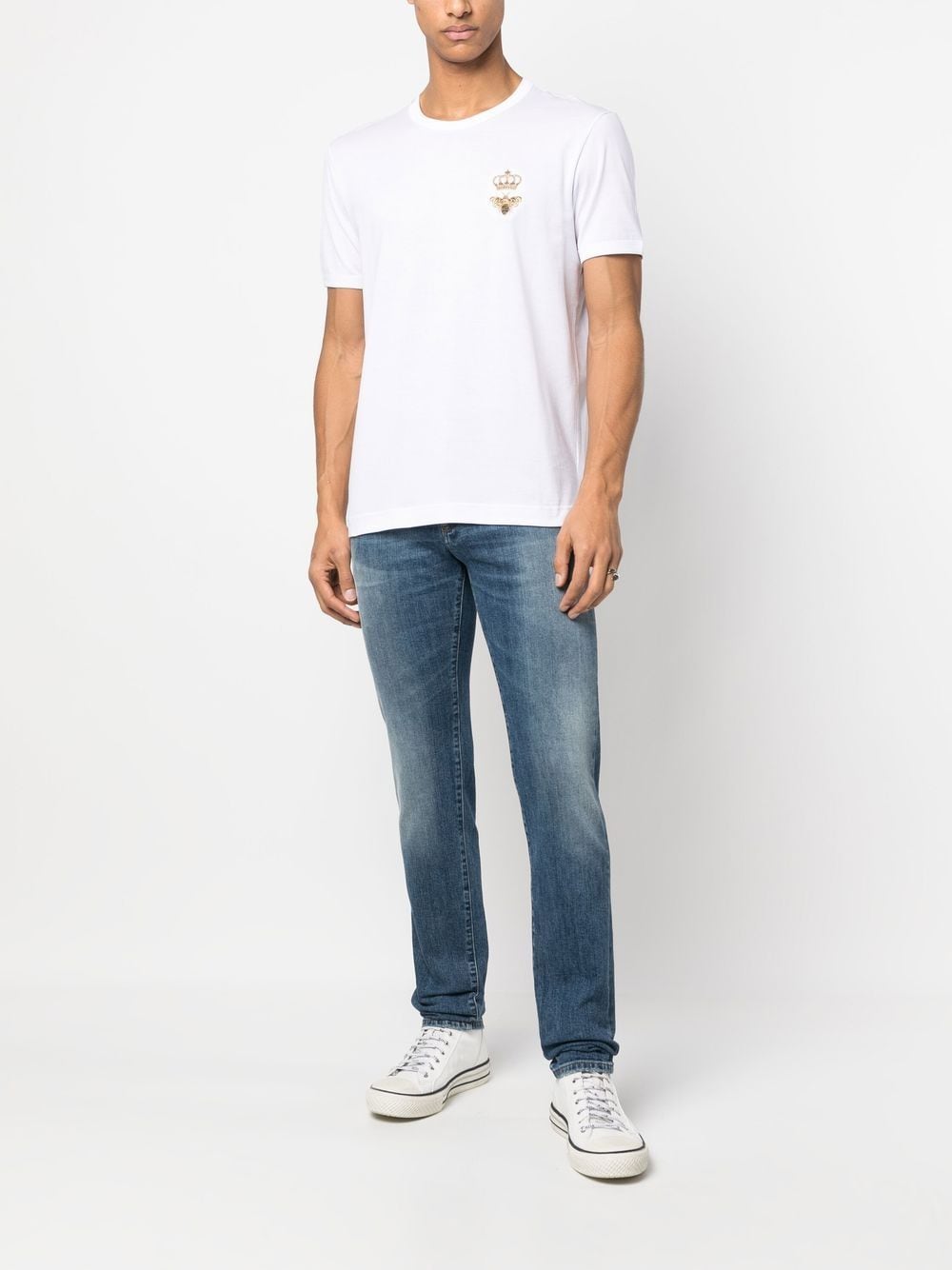 Dolce & Gabbana Men Cotton Jersey T-Shirt With Lurex Embroidery DOLCE & GABBANA