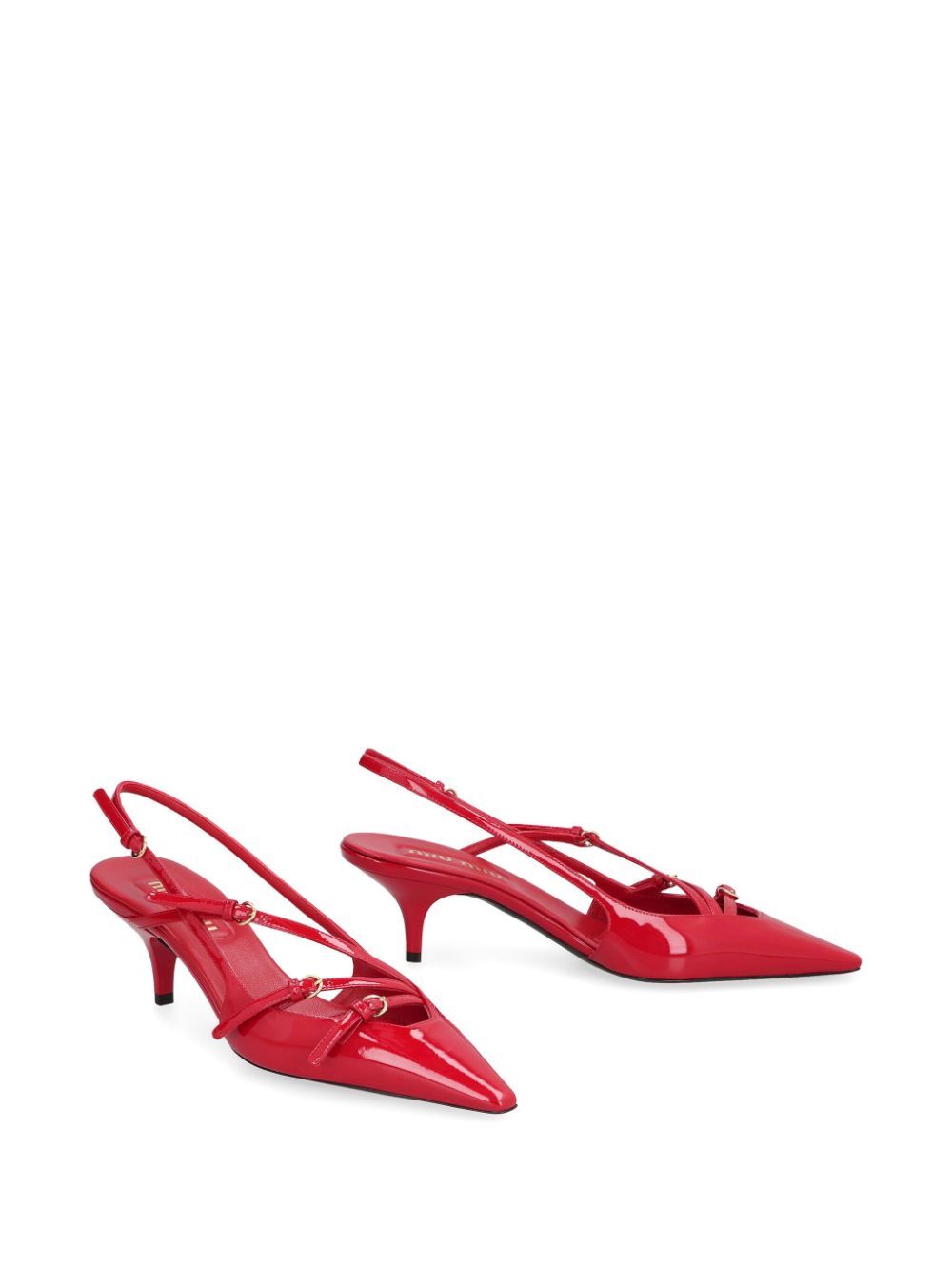 Miu Miu Women Patent Leather Slingbacks With Buckles MIU MIU